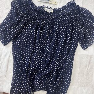 She& Sky Navy Polka Dot Women's Top
